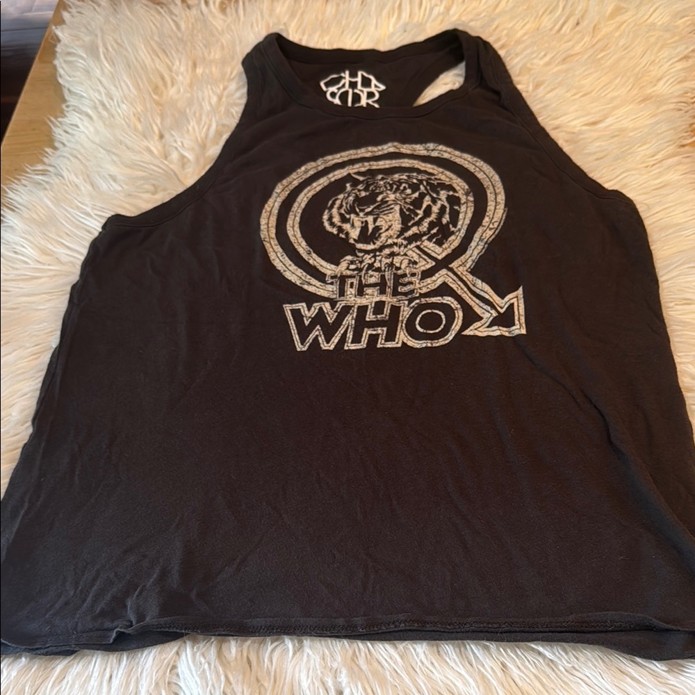 Paper thin “The WHO” chaser tank top